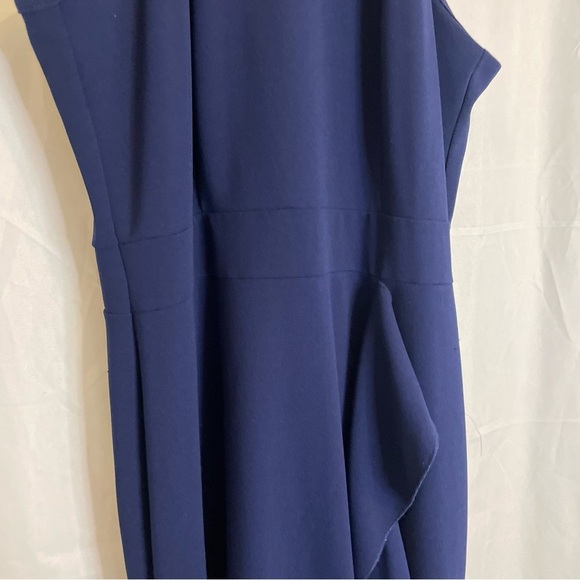 WOOSEA Women’s Navy Blue Halter Neck Sleeveless Full Length Ruffle Dress Large - Picture 7 of 11